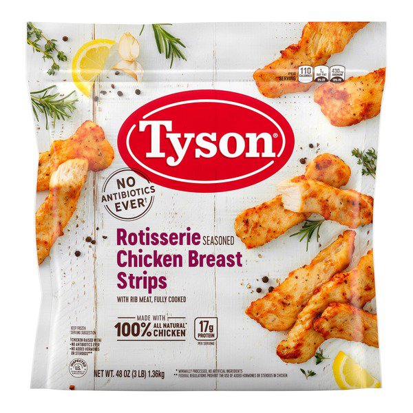 tyson unbreaded seasoned chicken strips 3 lb