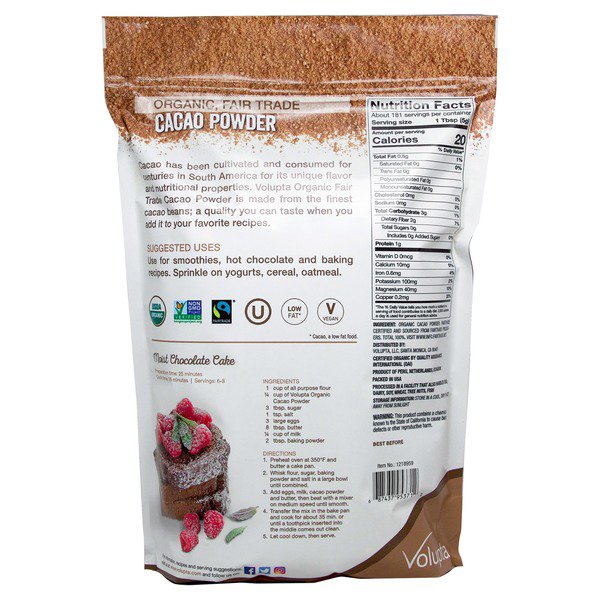 volupta organic cacao powder 32 oz 1