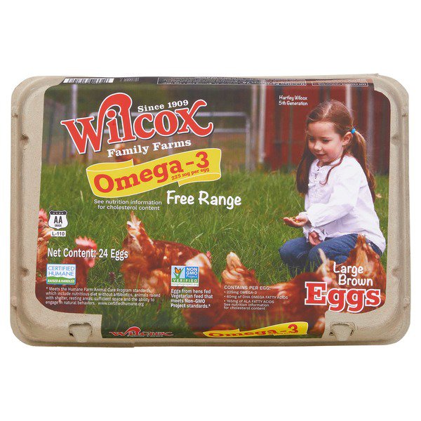 wilcox free range omega 3 large brown eggs usda aa 24 ct