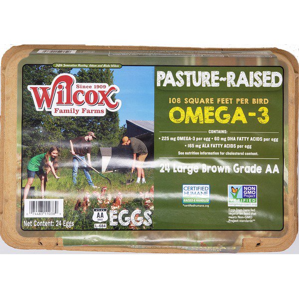 wilcox pasture raised omega 3 large brown grade aa 2 dozen