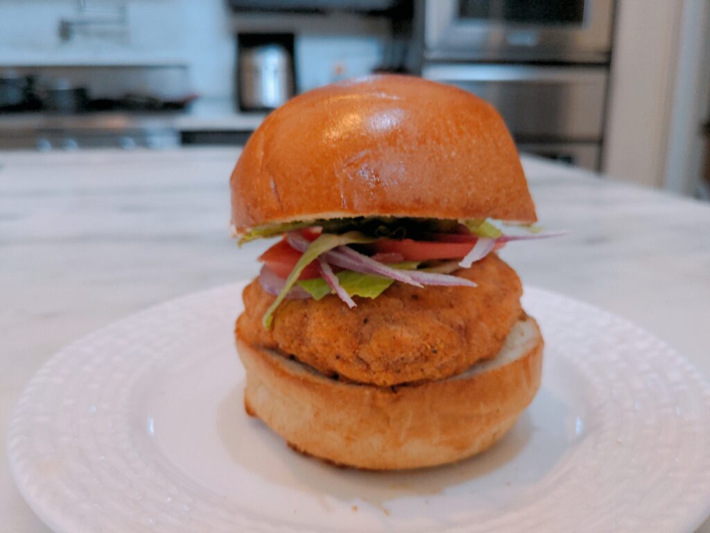 Cooked Costco Spicy Chicken Sandwich scaled