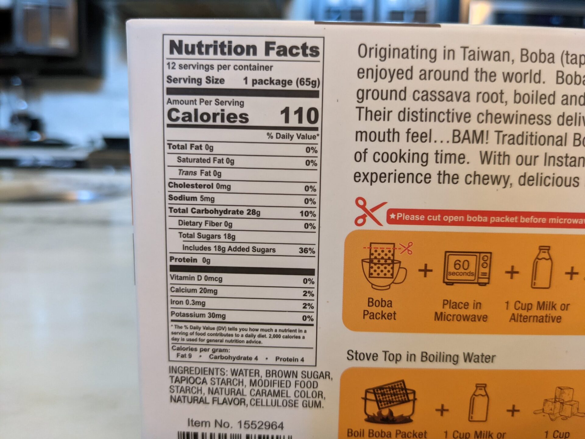 Costco Boba Nutritional Information