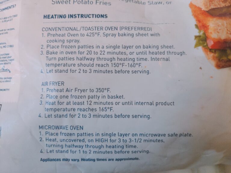 Costco Chicken Patty Heating Cooking Instructions scaled