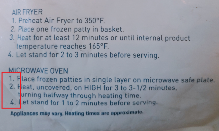 Costco Chicken Patty Missing 3 Cooking Instructions