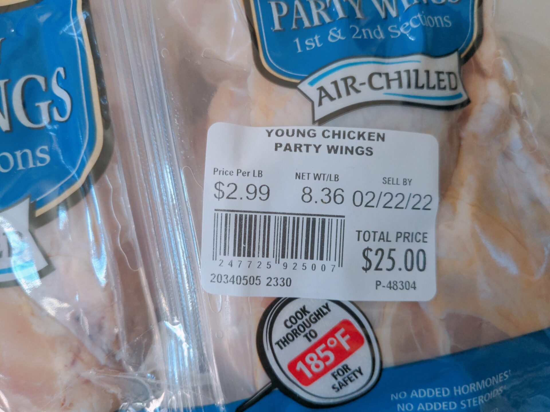 Kirkland Signature Organic Chicken Party Wings, 7 lb avg wt