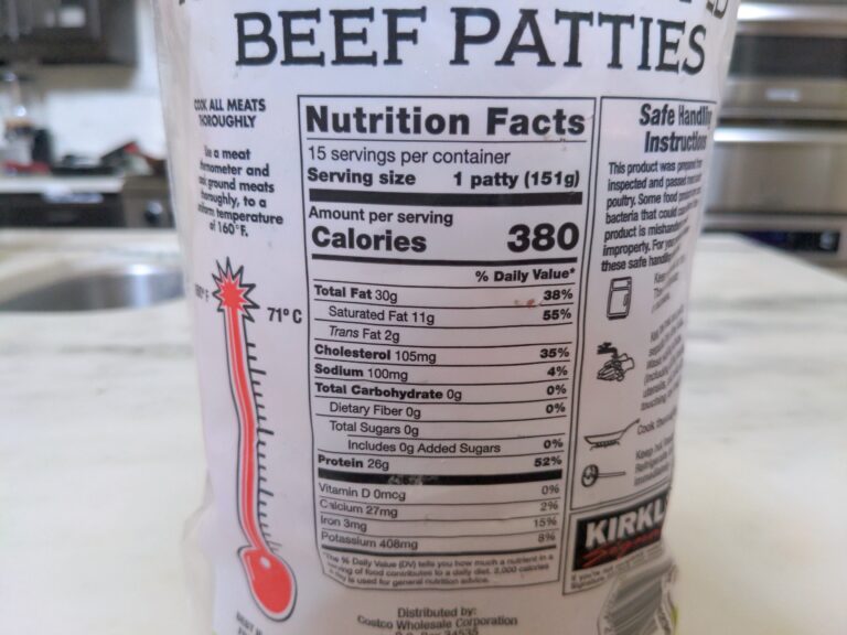 Costco Grass Fed Patty Nutrtional scaled