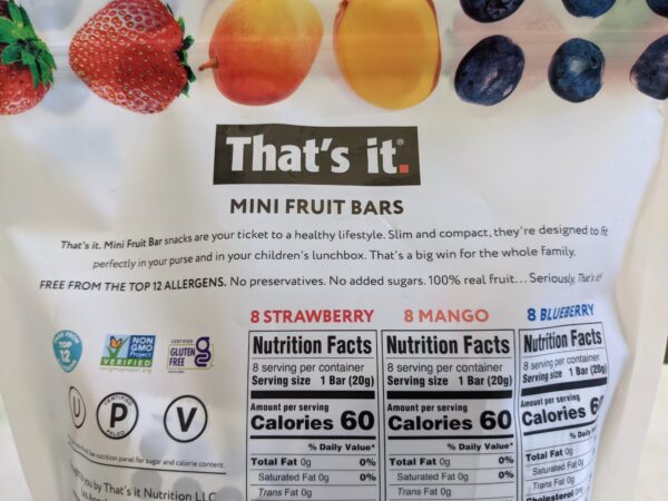 That's It Mini Fruit Bars Strawberry, Mango, Blueberry 24 ct 16.8 oz