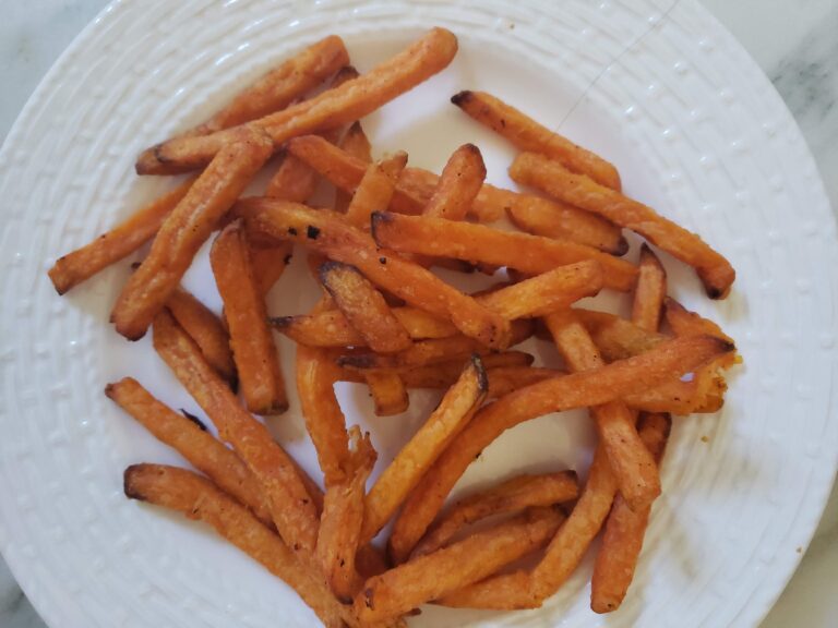 Cooked sweet Potato fries from Costco scaled