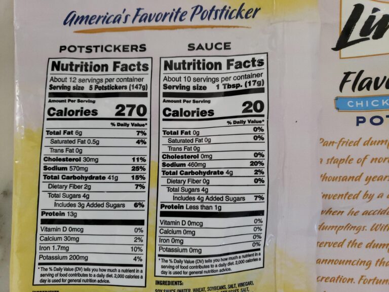 Costco Potstickers Nutritional Information scaled