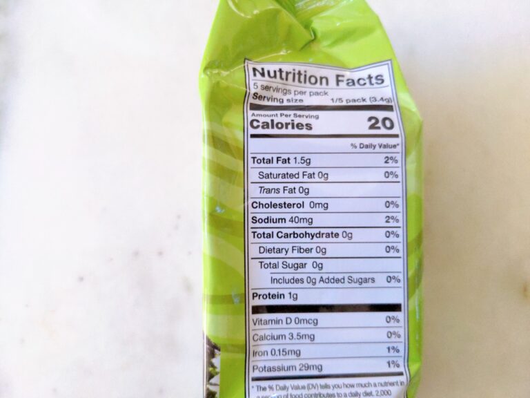 Costco seaweed nutritional information scaled