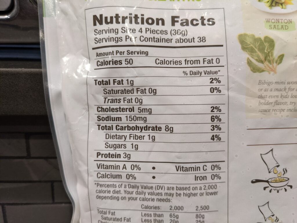 Costco wonton Nutritional Information scaled