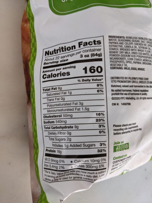 Just Bare Chicken Chunk Nutritional Information scaled