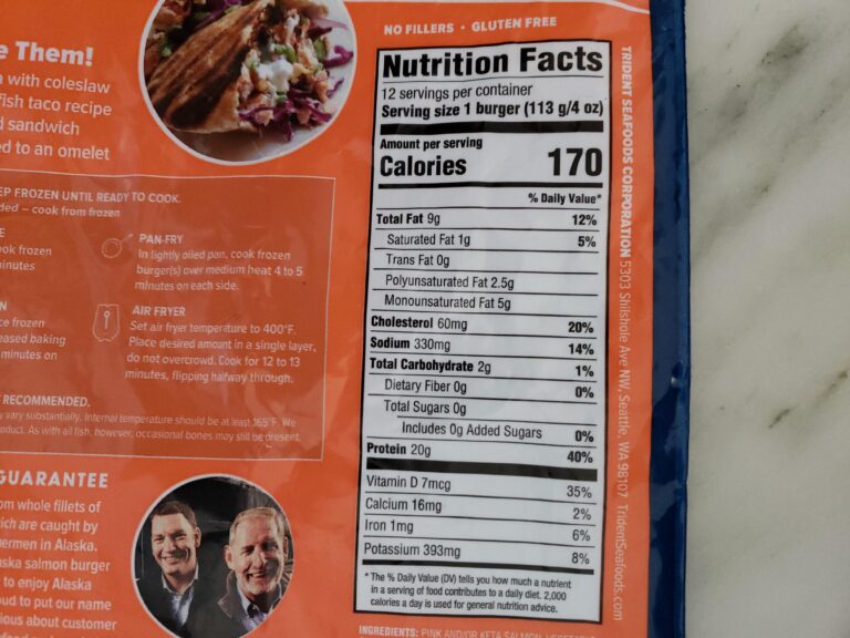 Salmon Burger Patty Costco Nutritional Information scaled
