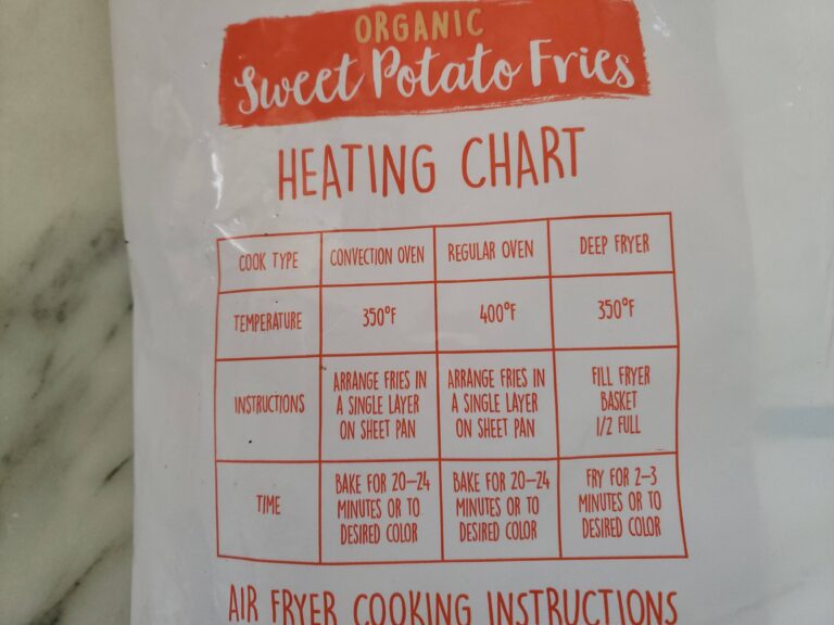 TropicLand Sweet Potato Fries Heating Chart scaled