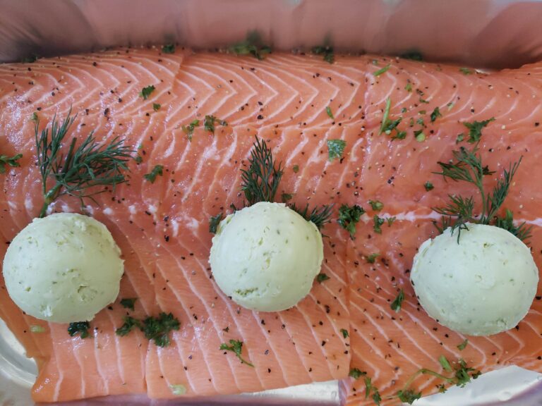 Uncooked Salmon Milano Basil Pesto Butter scaled