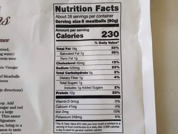 Meatballs Nutritional Info
