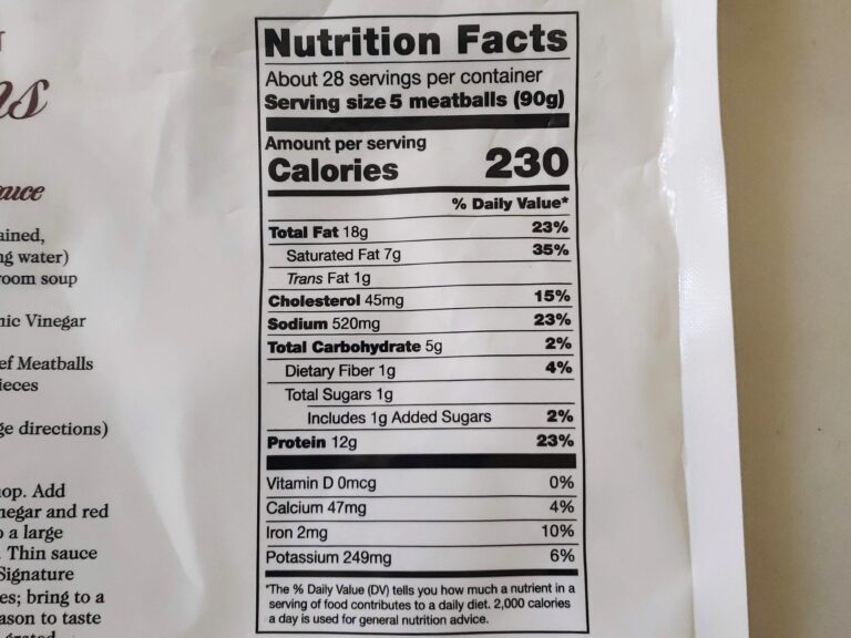 Costco-Meatballs-Nutritional-Information-Label
