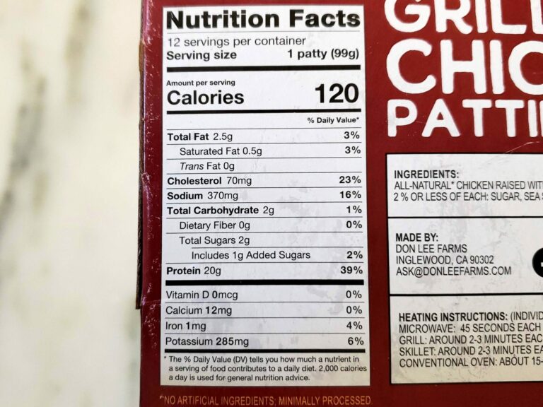 Costco-Don-Lee-Farms-Grilled-Chicken-Patties-Nutrition-and-Calories