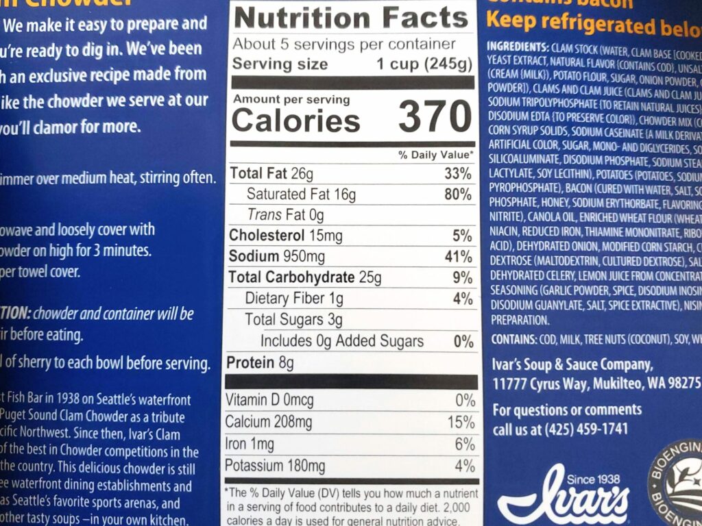 Costco-Clam-Chowder-Ivars-Nutrition-and-Calories