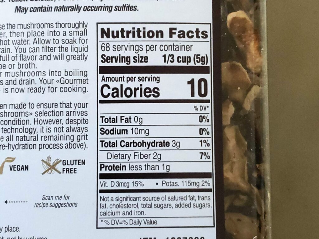 Costco-Dried-Mushroom-Calories