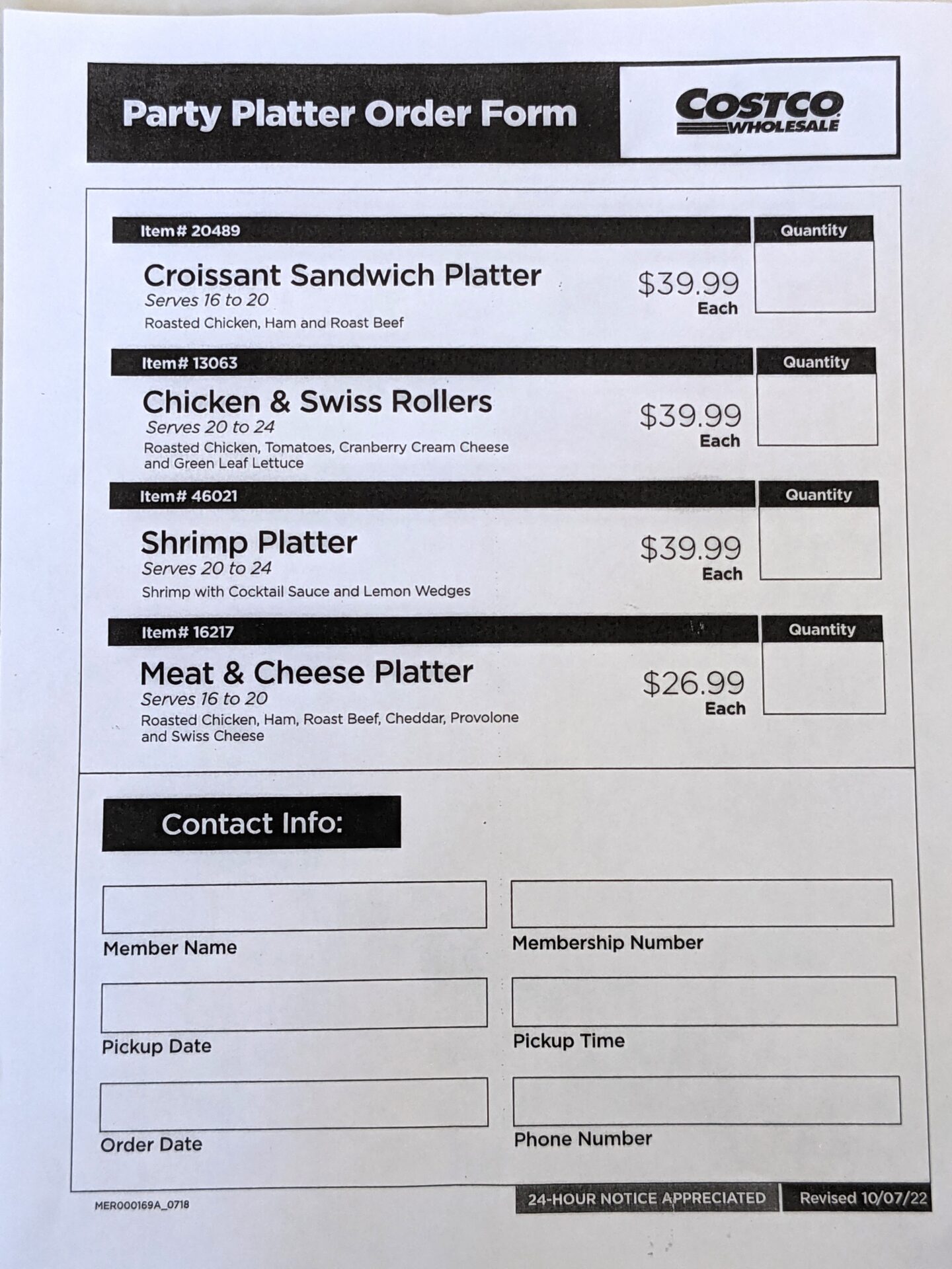 Costco Deli Order Form 2023 Printable Forms Free Online