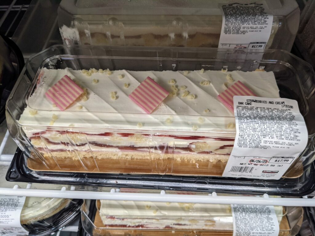 Costco Strawberries and Cream Bar Cake