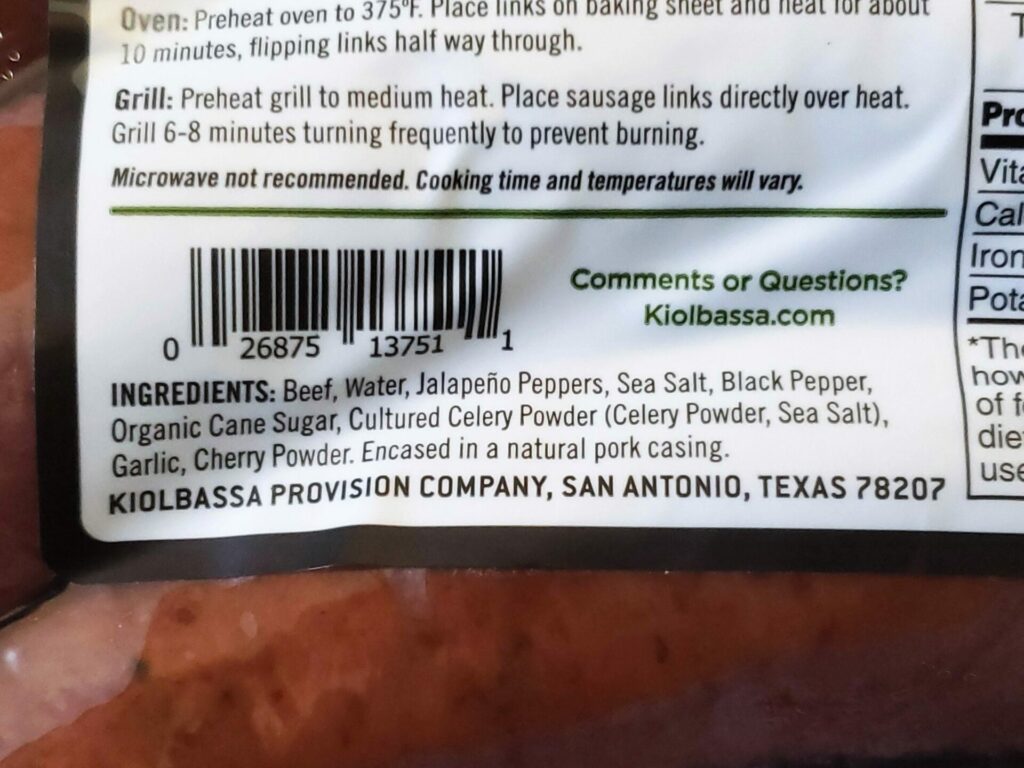 Costco-Beef-Sausage-Ingredients