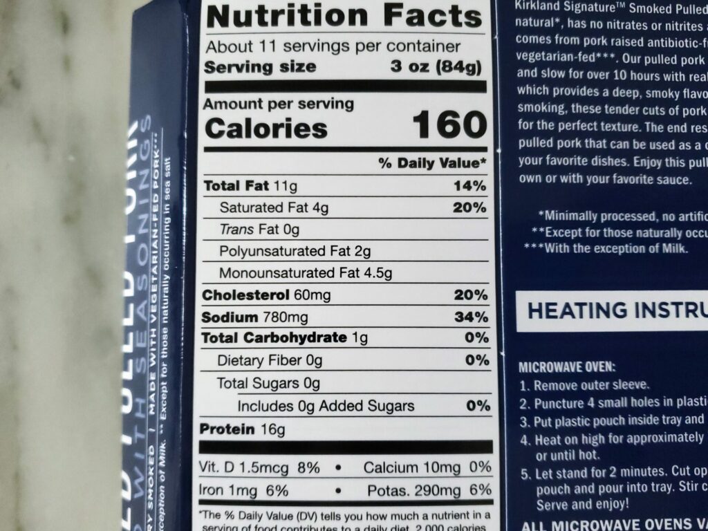 Costco Smoked Pulled Pork Nutrition