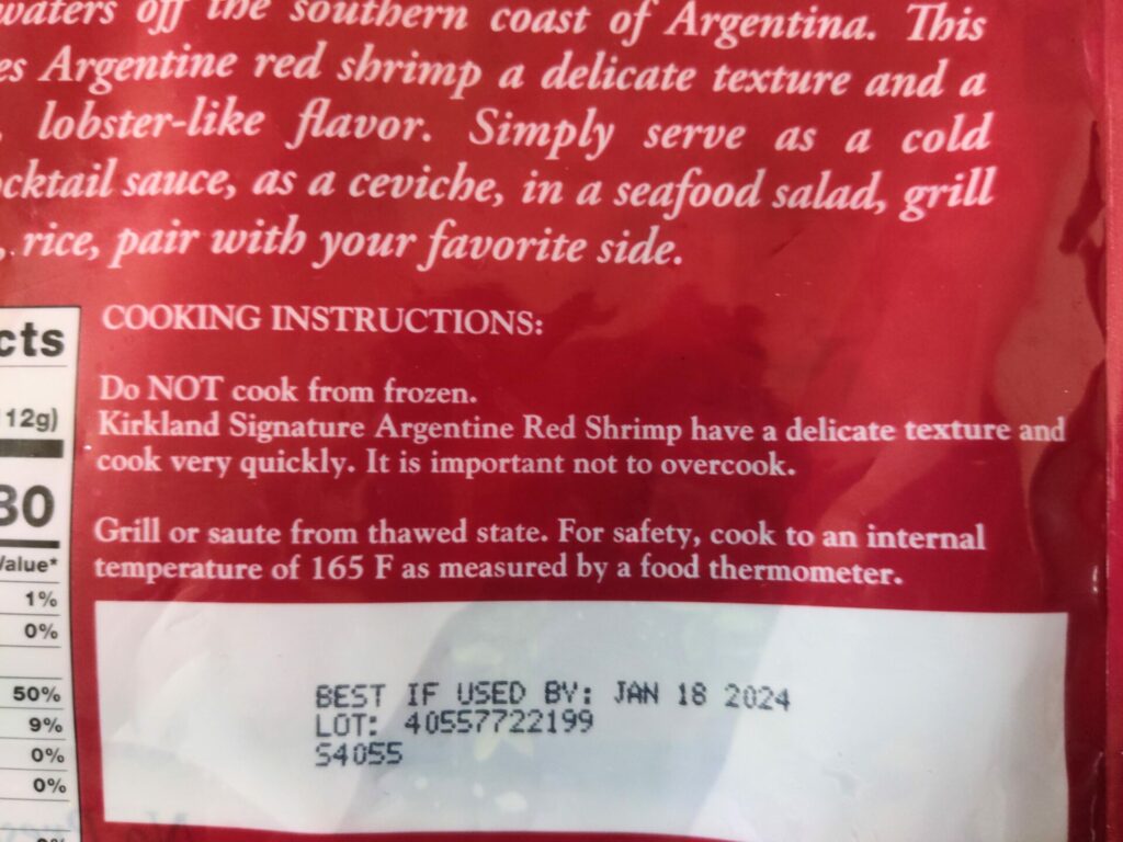 Costco Cooking Instructions Argentine Shrimp