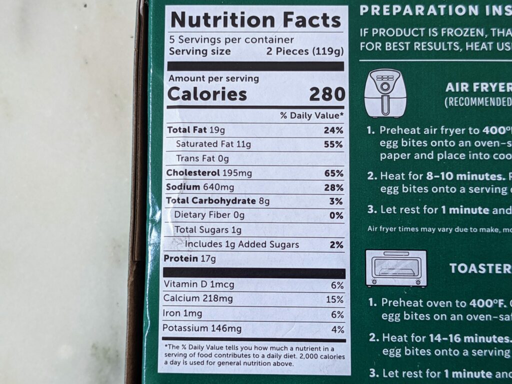 Costco Starbucks Egg Bites Nutrition and Calories