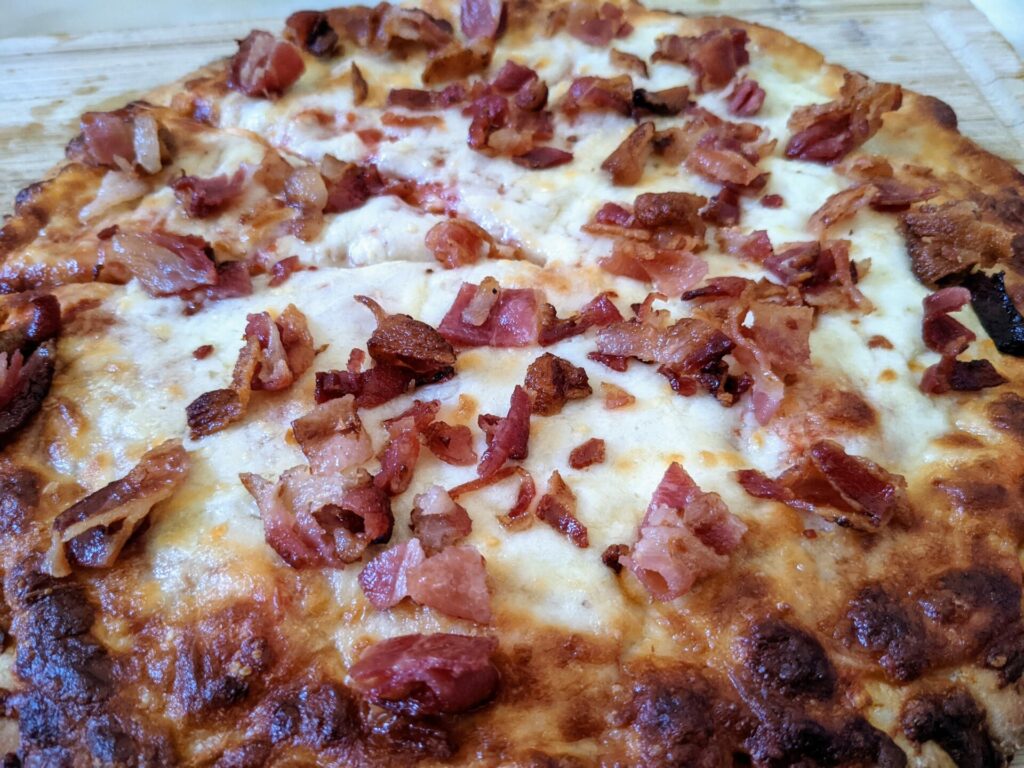 Costco Cheese Pizza - Bacon Toppings