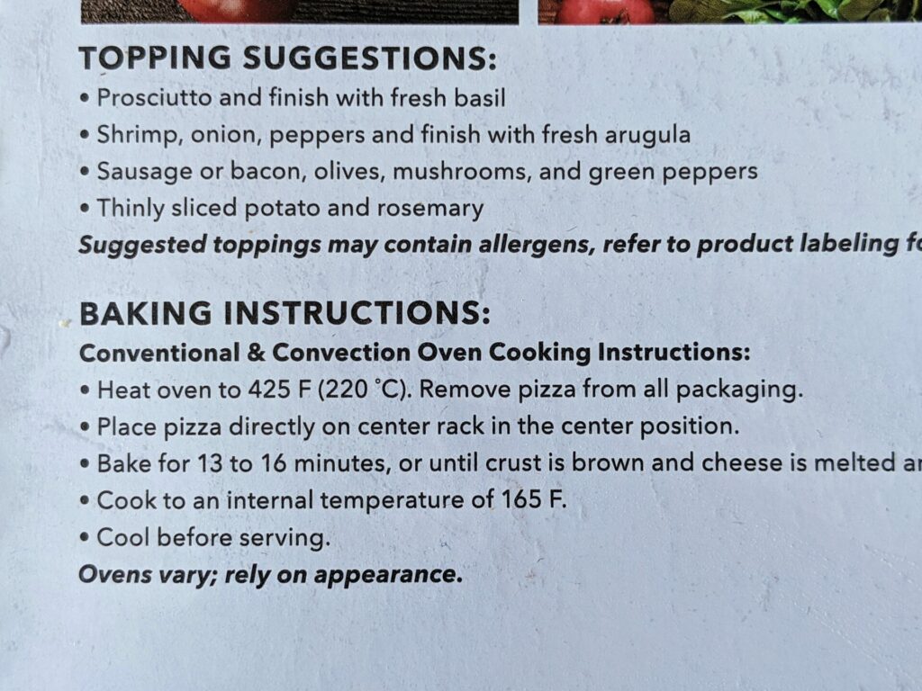 Costco Cheese Pizza Cooking Instructions
