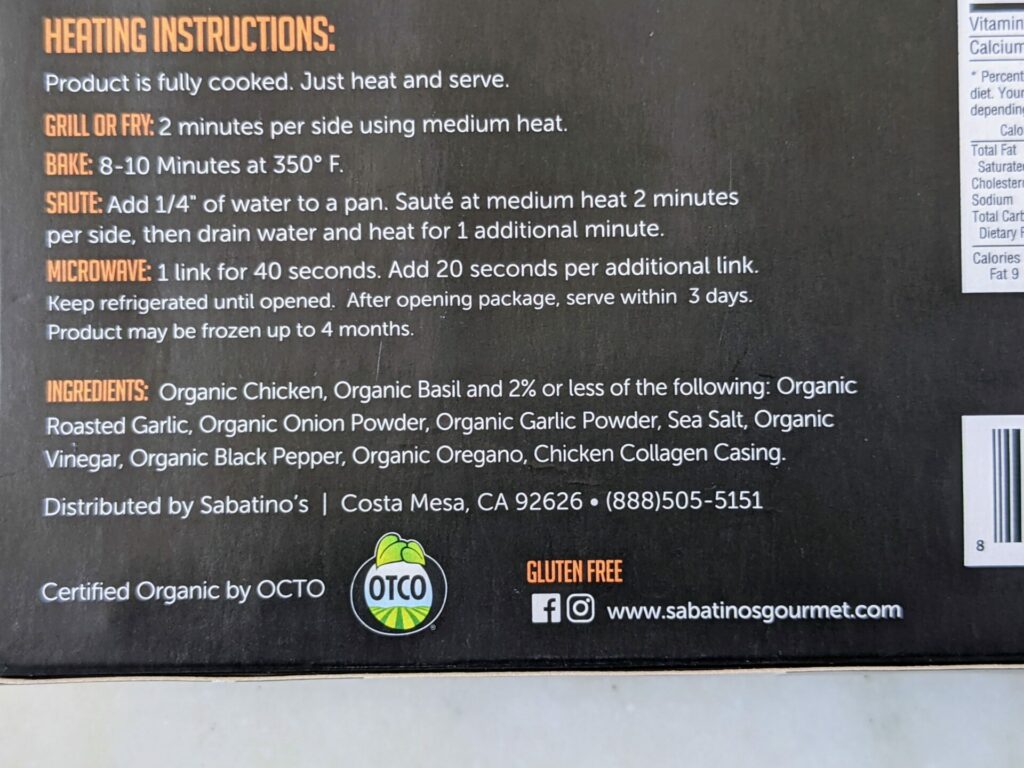 Costco Chicken Sausage Cooking Directions