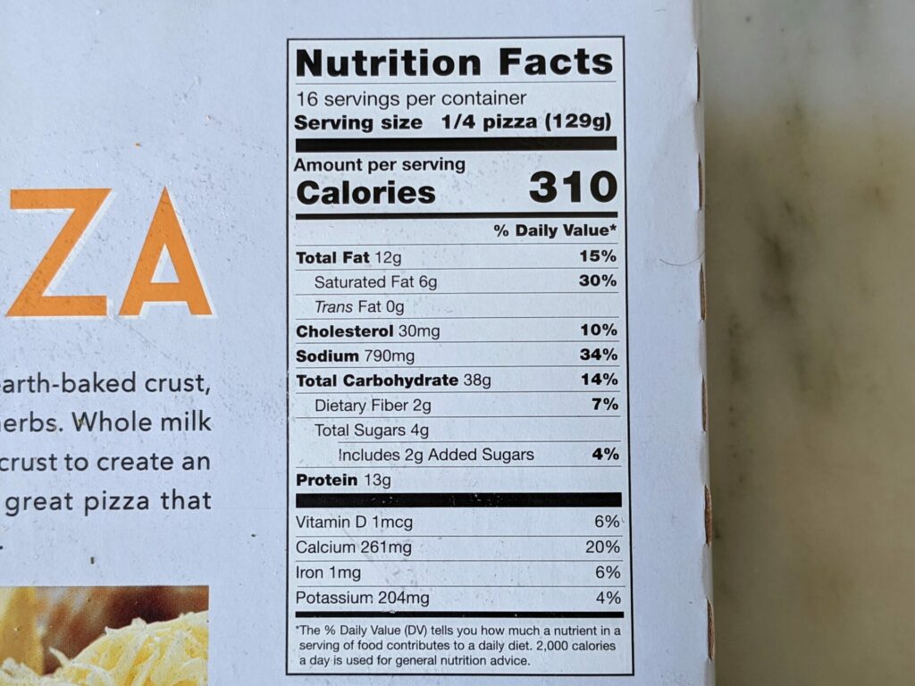 Costco Frozen Cheese Pizza Calories