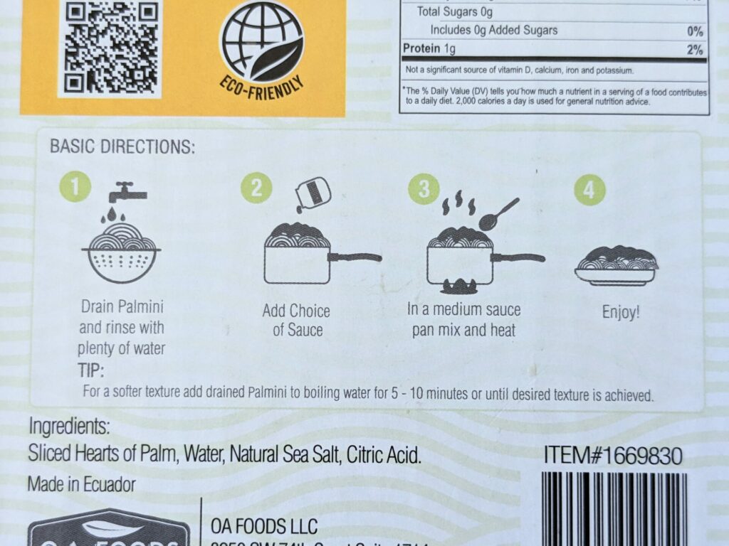 Costco Hearts of Palm Noodles Cooking Directions