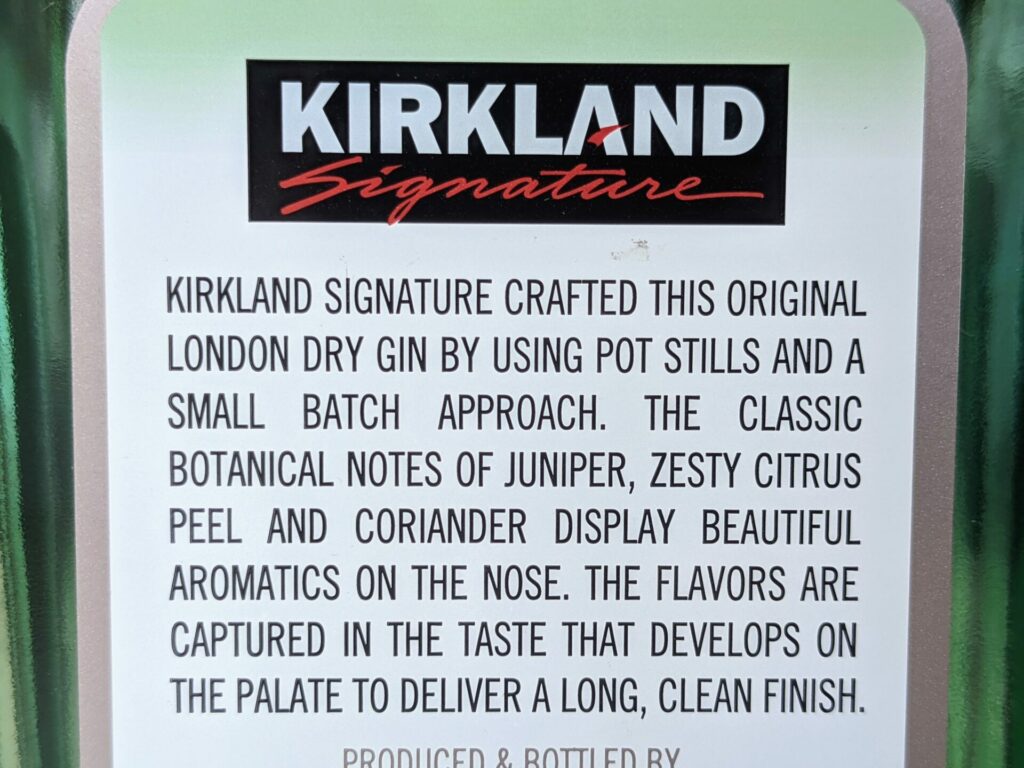 Costco Kirkland Signature London Dry Gin