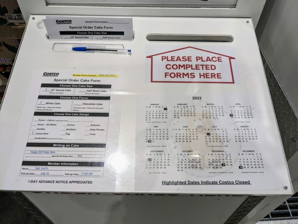 Costco Custom Cake Order Kiosk