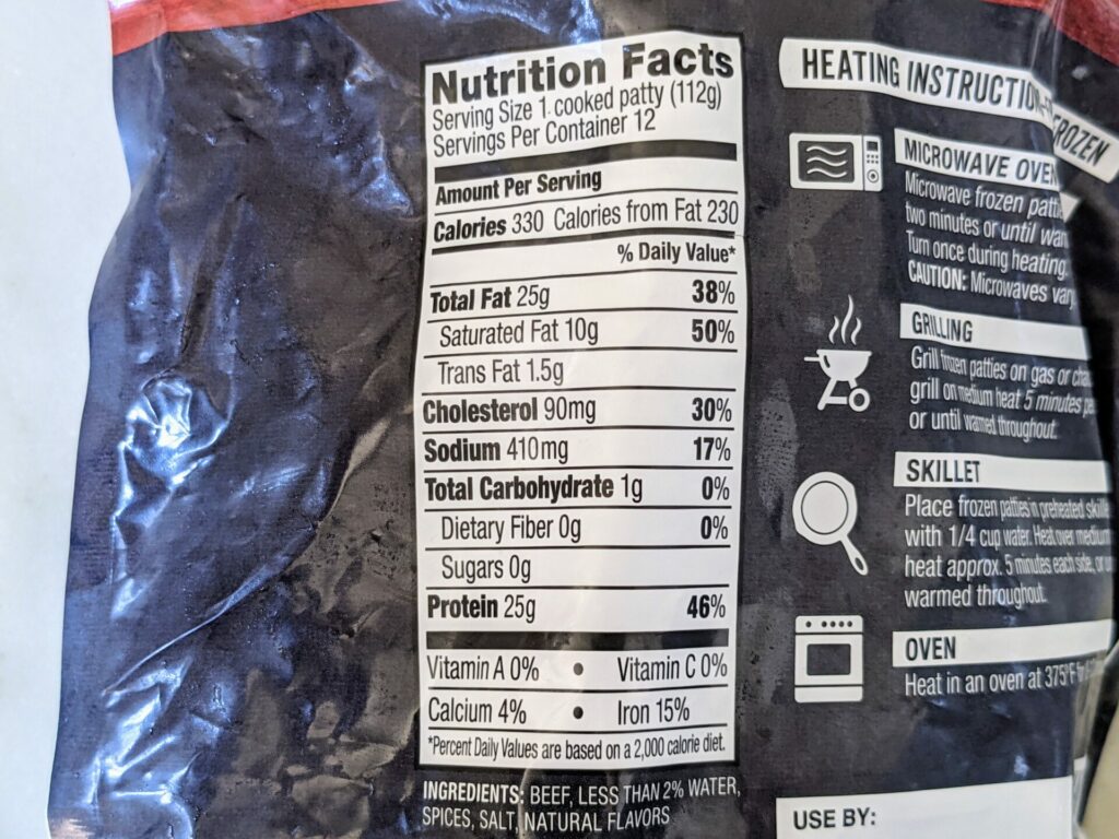Morton's Hamburger Nutritional Information