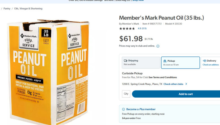 Sam's Club Peanut Oil Price